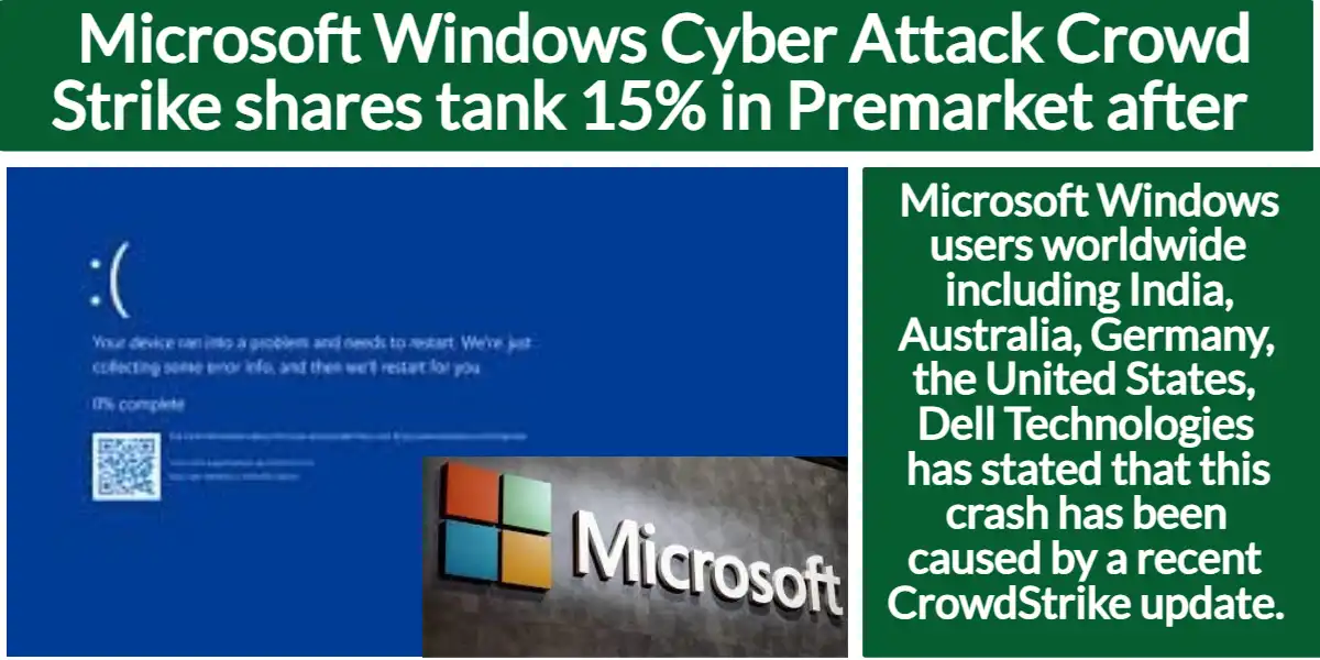 Microsoft Windows Cyber Attack CrowdStrike shares tank 15% in Premarket after